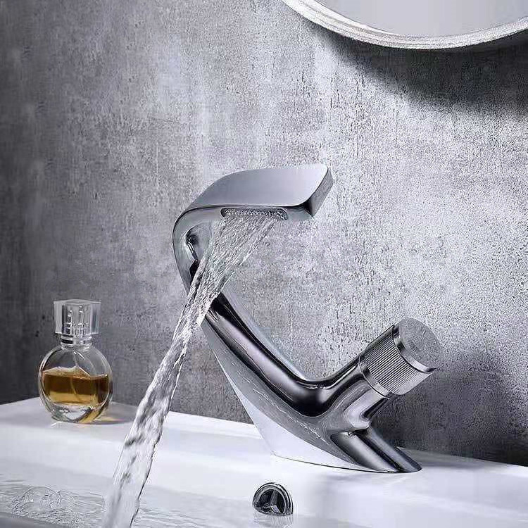 Nordic brass basin Hot and cold faucet Bathroom cabinet waterfall faucet Hand wash basin faucet