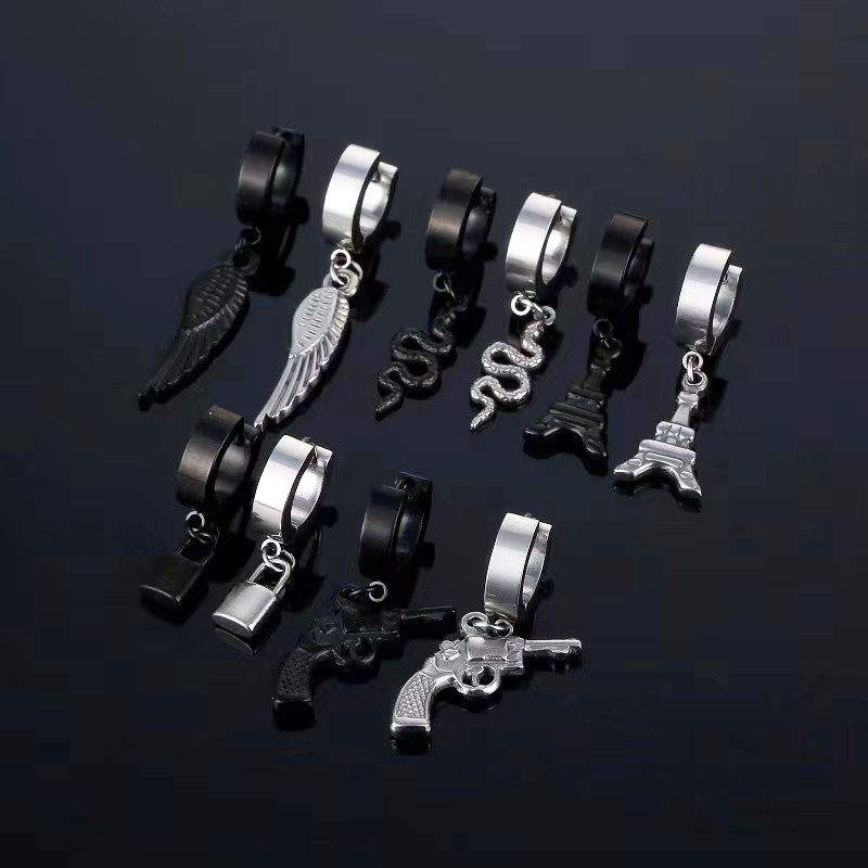 best-selling 2022 new hip hop punk titanium steel men's Earrings stainless steel cool stud Ear rings