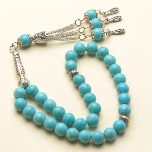 Muslim prayer beads Zan beads 33 8mm 10mm turquoise Islamic bracelet Rosary Tasbih islamic rosary