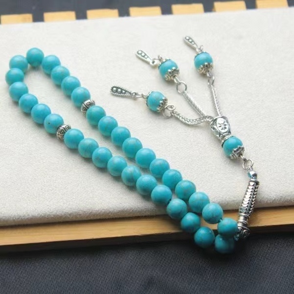 Muslim prayer beads Zan beads 33 8mm 10mm turquoise Islamic bracelet Rosary Tasbih islamic rosary