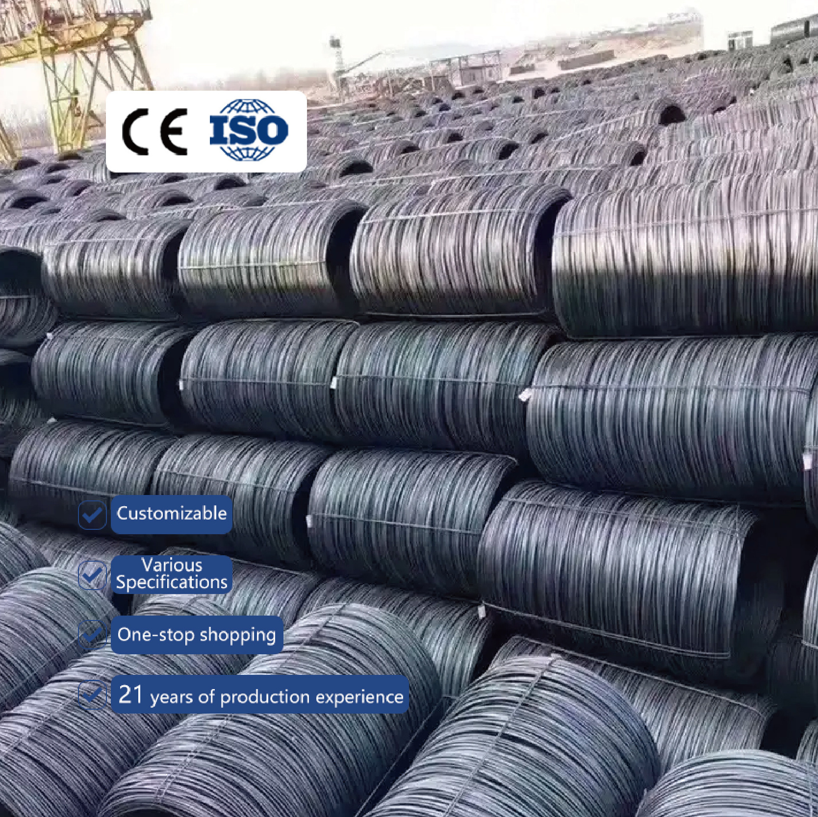 Q195 Sae 1008 5.5 mm 6.5 mm 8 mm Low Carbon Steel Wire Rod For Nail Making