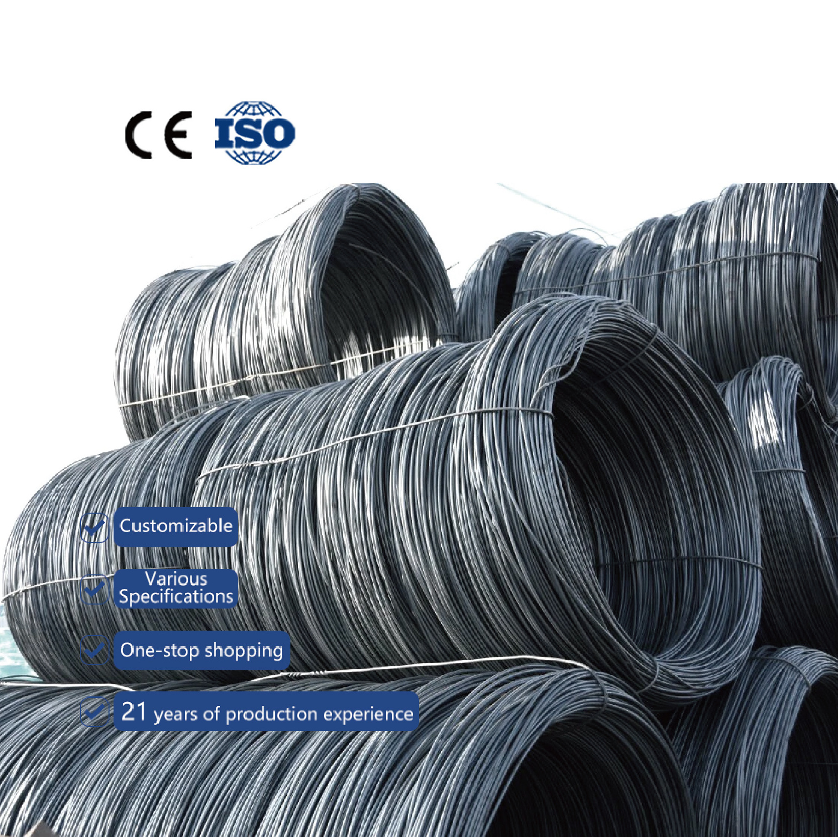 Q195 Sae 1008 5.5 mm 6.5 mm 8 mm Low Carbon Steel Wire Rod For Nail Making