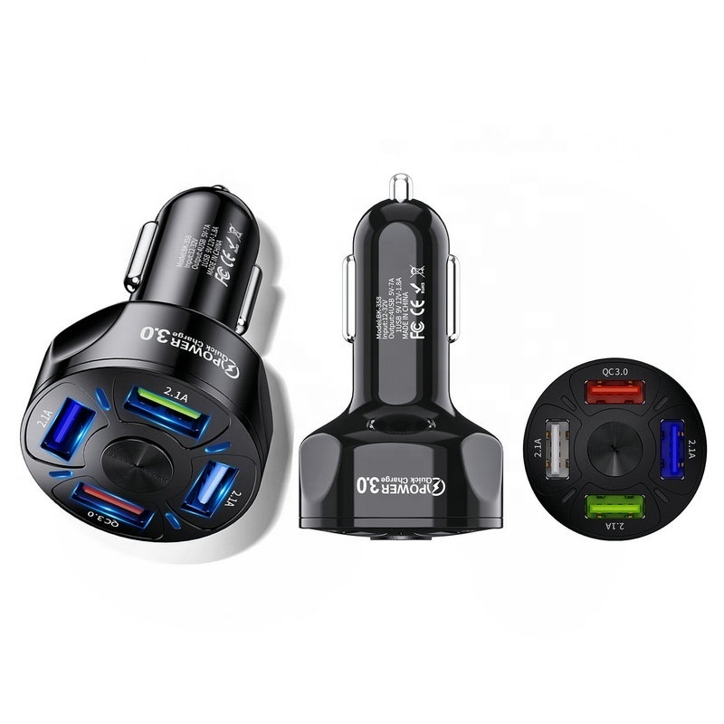 2024 Hot Sell Product QC 3.0 Usb Car Charger High Quality 4 Port Electric 7A Car Charger QC3.0 Fast Mobile Phone Car USB Charger