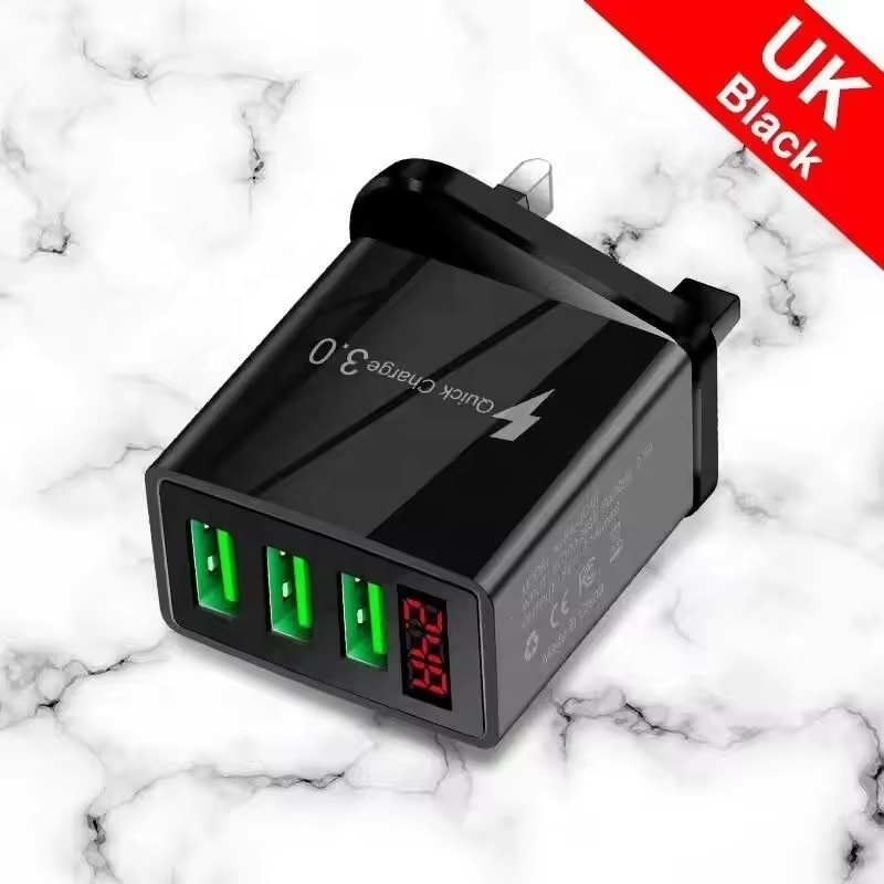 3.1A Smart Digital Display QC3.0 Mobile Phone Charger Multi Ports 15W Home Charger 3 USB Fast Charger Adapter For Mobile Phones