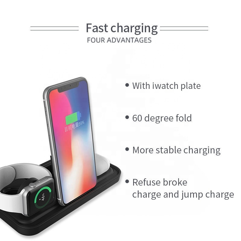 2024 New Trending 5 in 1 Fast Wireless Charger Station With Fan LED Light Multi-function Integrated Charger For Multiple Devices