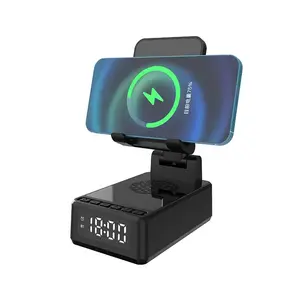 Hot 15W Fast Phone Wireless Charger 4 In 1 Digital Display Alarm Clock Wireless Charger Phone Stand Loud Sound Speaker Stand