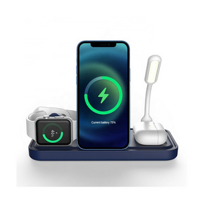 2024 New Trending 5 in 1 Fast Wireless Charger Station With Fan LED Light Multi-function Integrated Charger For Multiple Devices