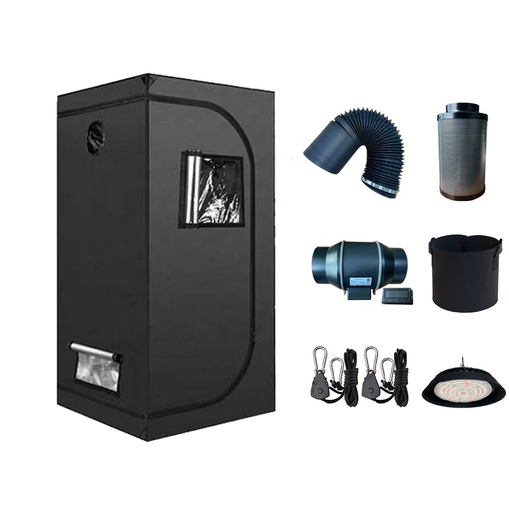 Grow Plant Indoor 100x100x200cm Complete 600D Grow Tent Kit Grow Box With LED Light Fan Filter