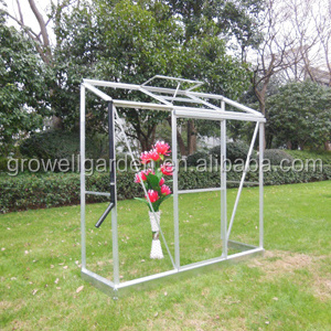 Mini greenhouse with glass and aluminum frame lean to wall greenhousefor garden