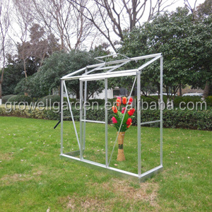 Mini greenhouse with glass and aluminum frame lean to wall greenhousefor garden