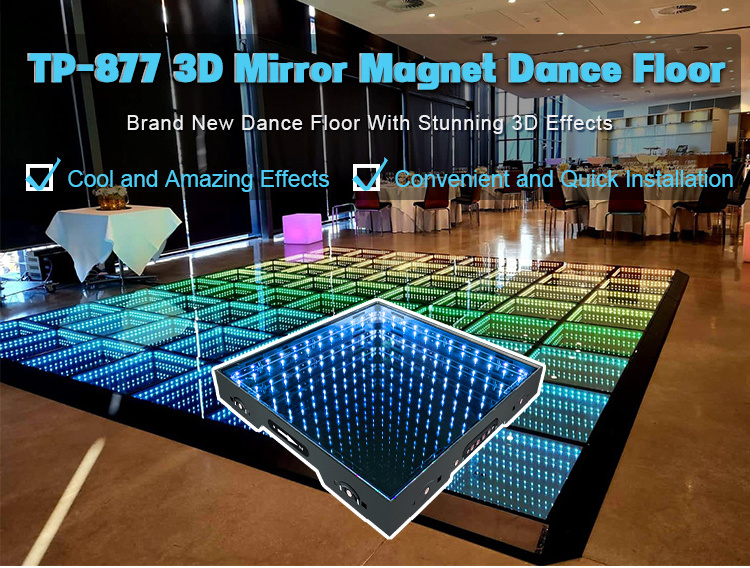 3d disco party pista de baile light up portable wedding infinity illuminated display mirror magnetic panels led dance floor