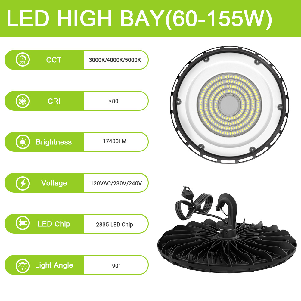 Super Bright 5000K Workshop Warehouse Barn Factory Gym Lighting High Bay UFO Shop Light