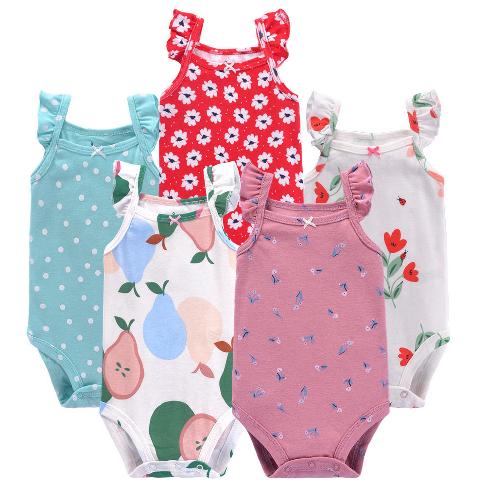 Sleeveless Baby Bodysuit Rompers New Born Cute Cartoon Baby Clothes For Girl