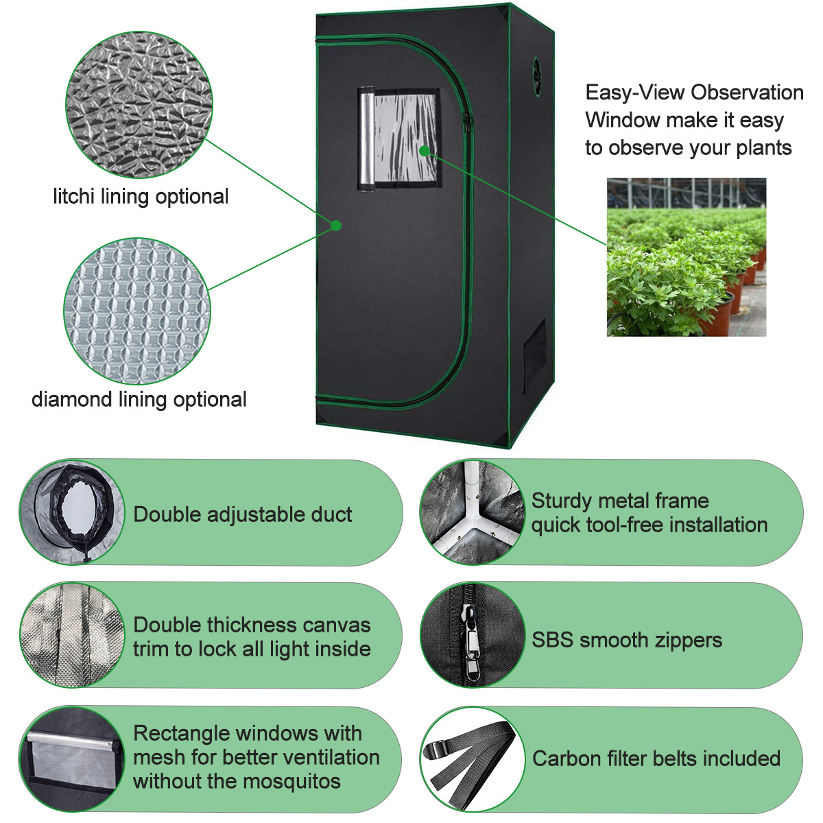 4x4FT Grow Tent kit Complete 120x120x200cm  green house 6 Inch 350CFM Inline Fan Carbon filter 640w LED Grow Light