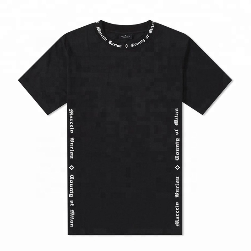 Men's Black 95 Cotton 5 Spandex T shirt O Neck Side Screen Printing T Shirt Men Graphic T shirts