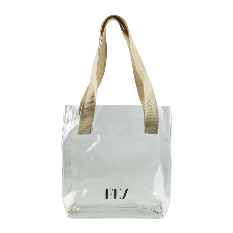 OEM/ODM Fabric Handle Shopping Transparent PVC Shopper Clear Vinyl Tote Bags