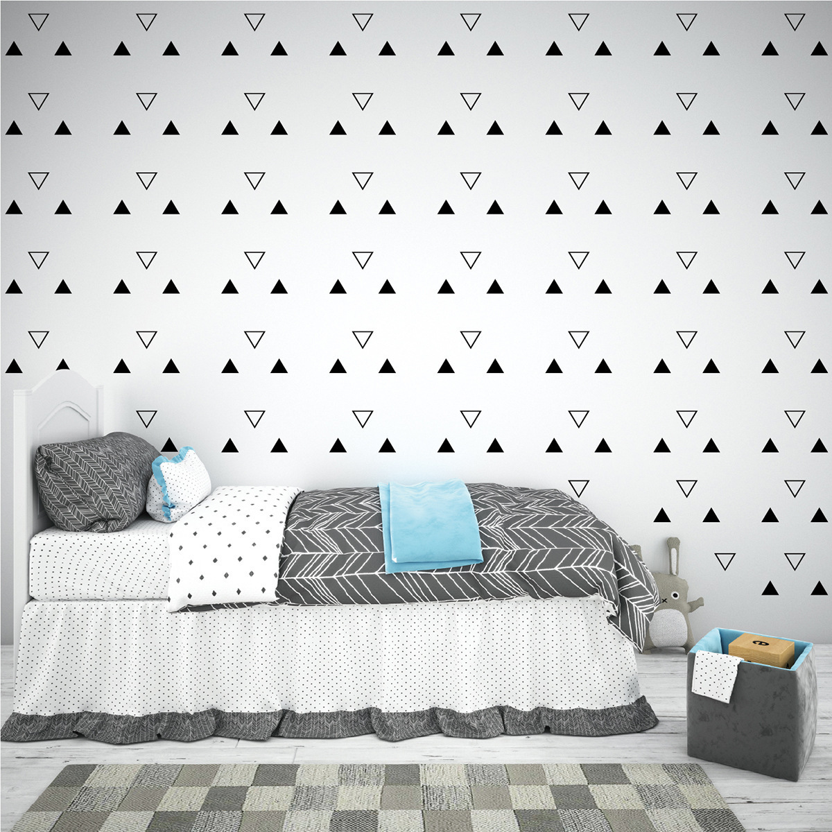 Triangle Wall Decals for Girl Bedroom Kids Room Decor Peel and Stick Wallpaper triangle Wall Stickers Mural