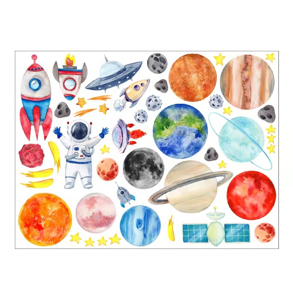 Hot sales PVC removable  Wall Stickers for kids room nine  planets space  sticker for wall