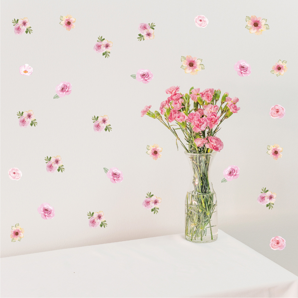 2022 hot sales Watercolor  pink  flower Wall Decals  Stickers for Girls Bedroom Kids wedding   Wall  sticker