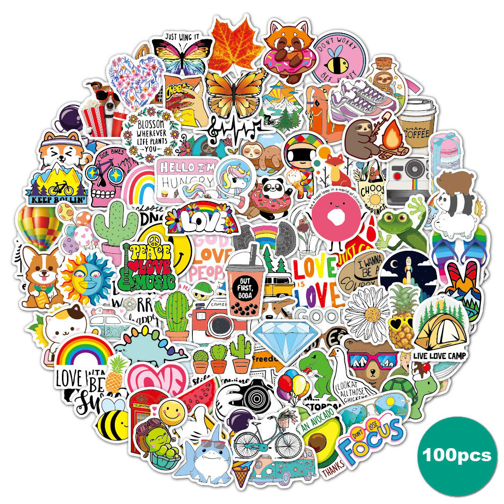 100 PCS Colorful VSCO Stickers Pack Cute Aesthetic vinyl Stickers for Laptop Water Bottle Phone  sticker for teens Girls