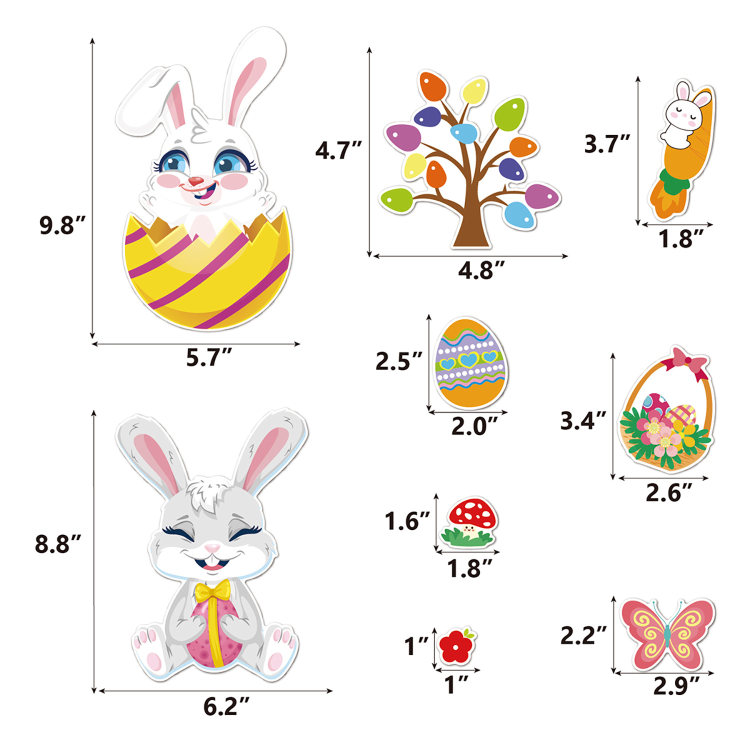 2021 Easter decorative wall stickers  Bunny eggs cupboard refrigerator Static cling sticker for glass window Easter stickers