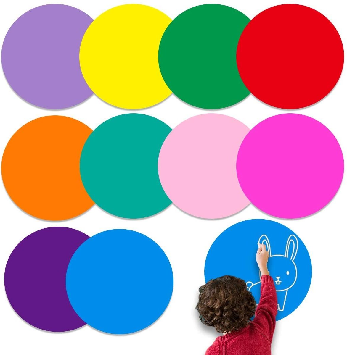 Colorful Dry Erase Dots Wall Decals for School Classroom Teachers Students Table & Desk chalkboard labels