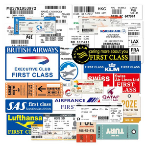 AirPlane Ticket Boarding Pass Stickers Personalized Travel Commemorative Label Postmark Transportation Stickers