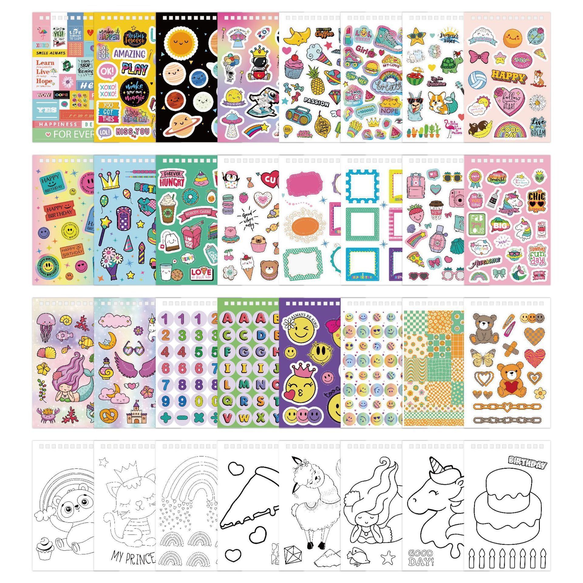 Cute  diy Stickers for Kids  Fun Craft Stickers for Scrapbooks Planners Gifts Rewards 24 Pages glitter Sticker Book for Kids