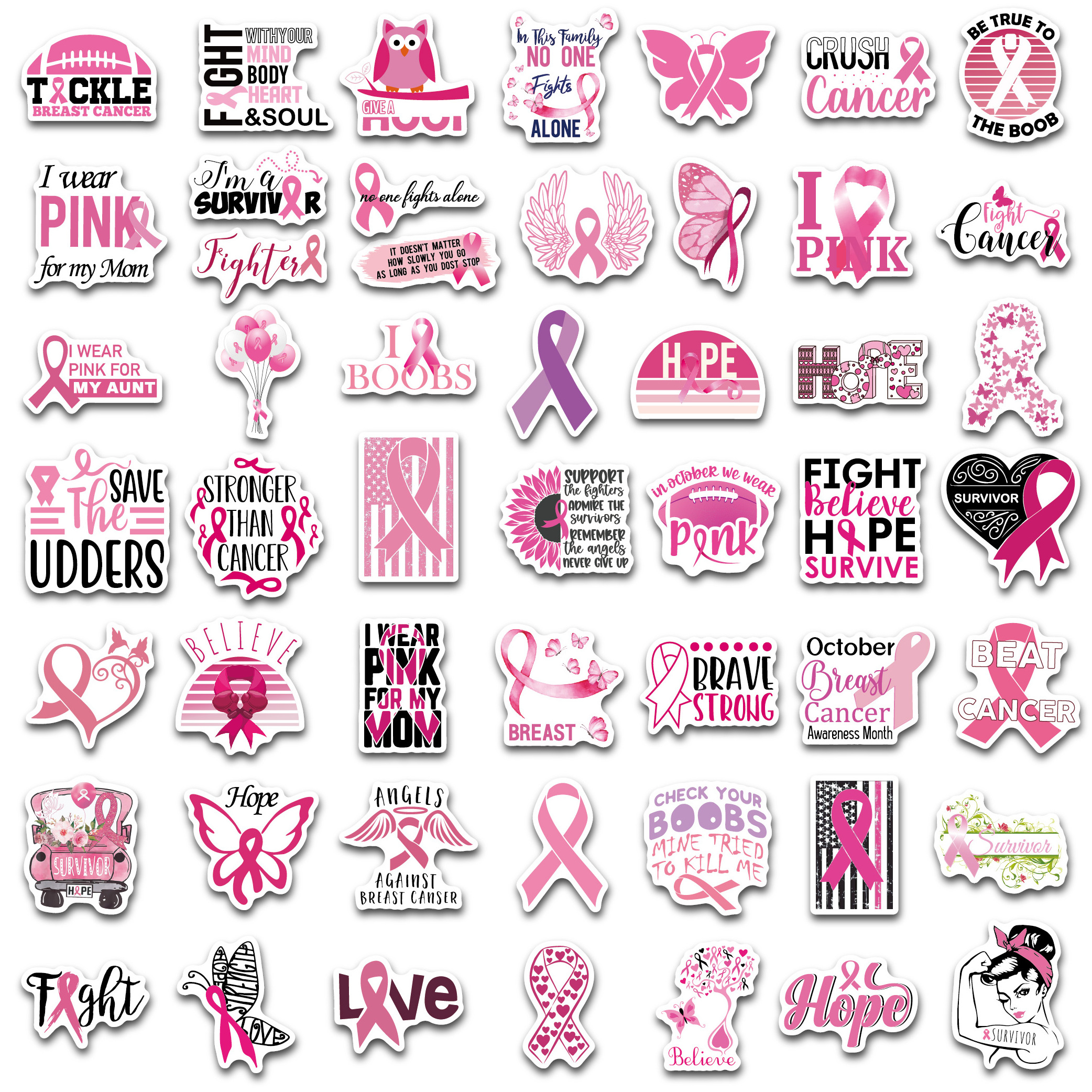 Breast Cancer Awareness Pack Aesthetic Pink Ribbon Sticker  Caring for Women's Health laptop cup luggage