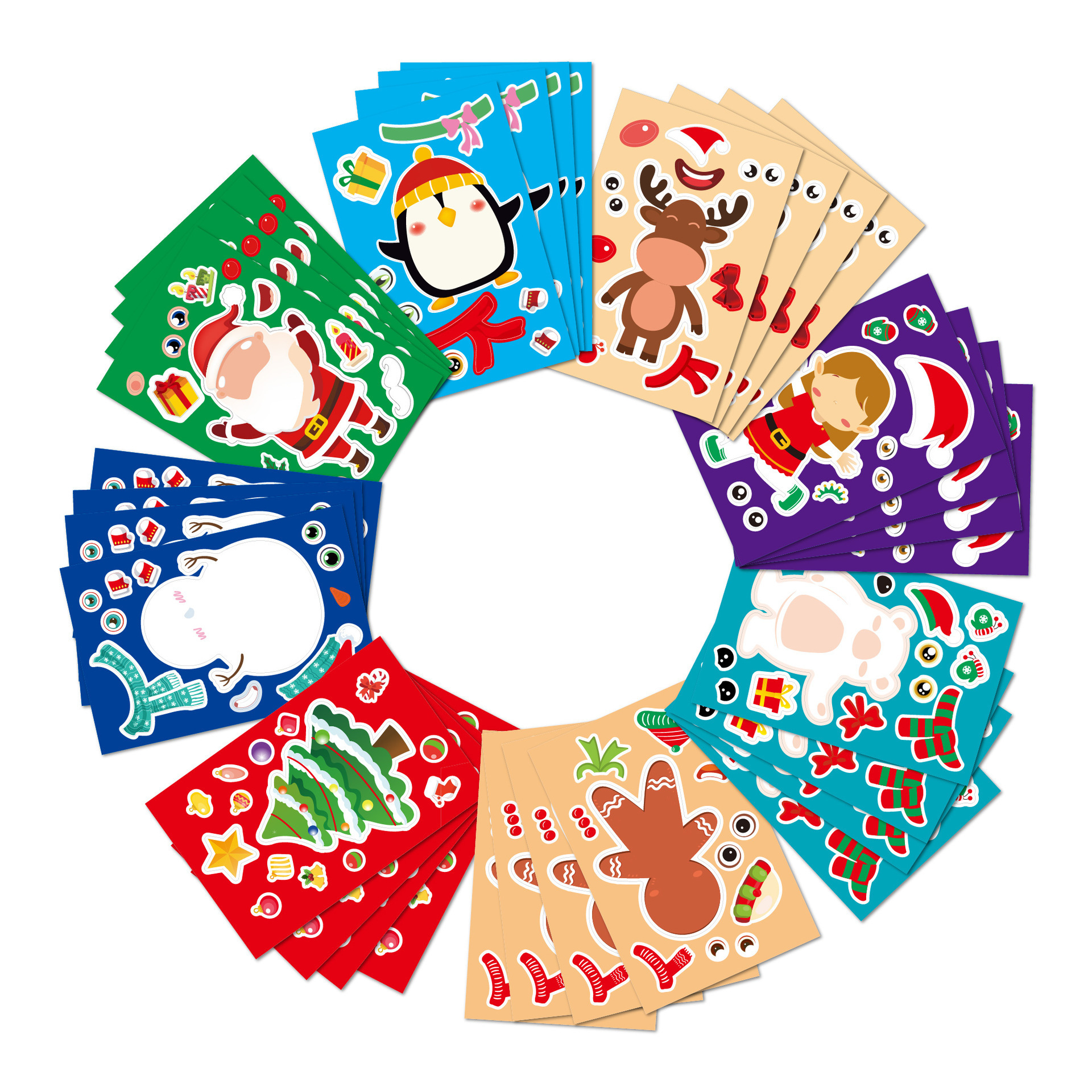 24 PCS Christmas Stickers For Kids DIY Crafts  Make A Christmas Stickers Snowman Santa Gingerbread Reindeer sticker for Kids