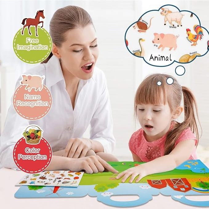 18  style Wholesale Eco friendly Reusable sticker book  Activity Puzzle Game DIY Dress Up Fun Gift travel  Sticker Book for Kids