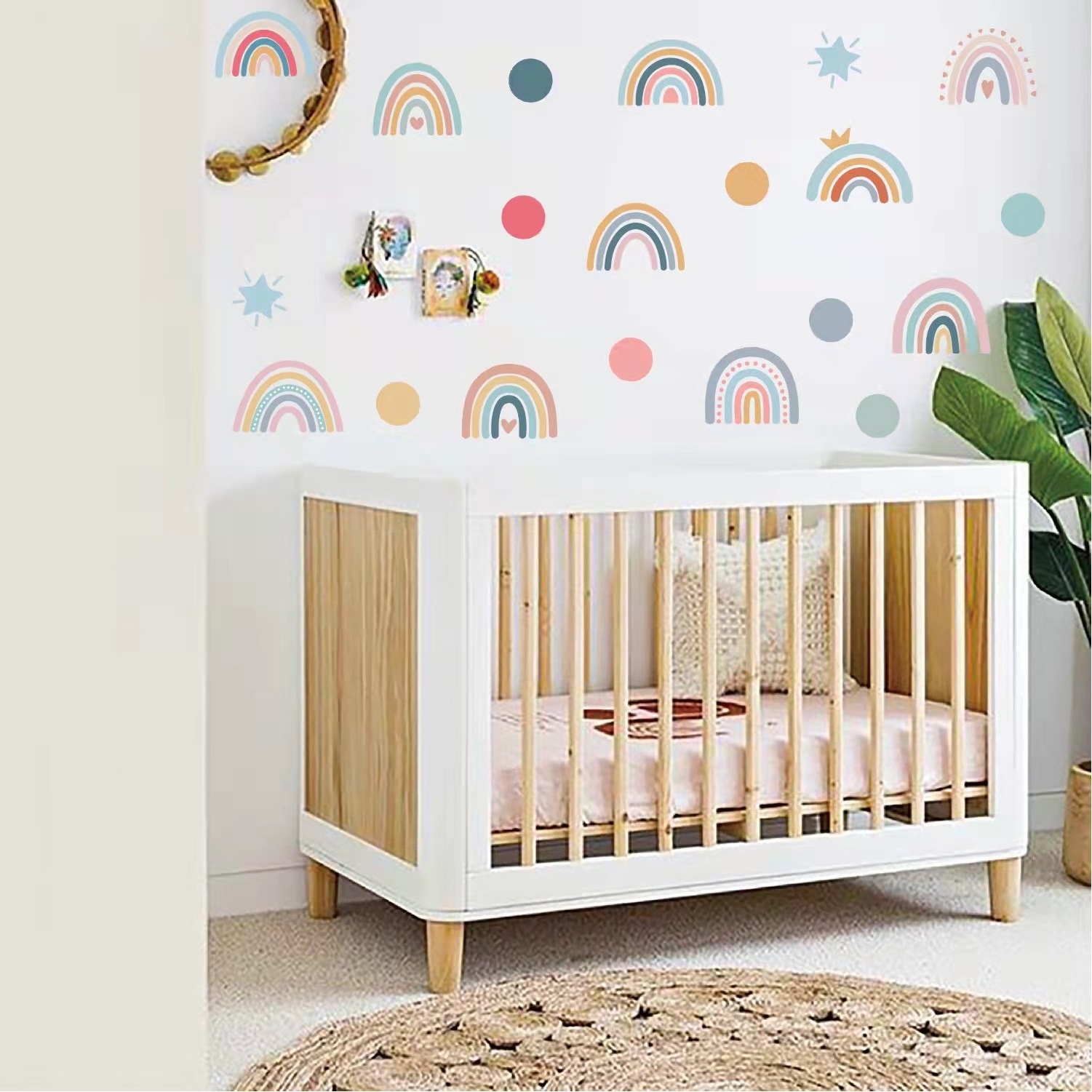 Hot sales New new  Bohemian style rainbow star dot   Wall Stickers for kids room decorative  sticker for wall