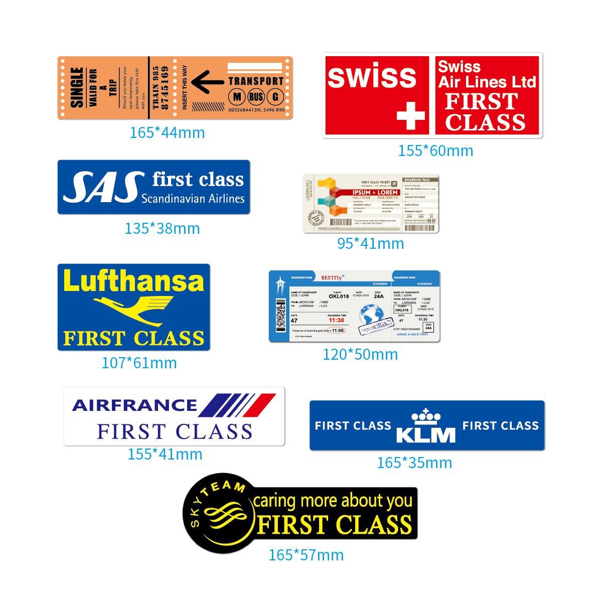 AirPlane Ticket Boarding Pass Stickers Personalized Travel Commemorative Label Postmark Transportation Stickers