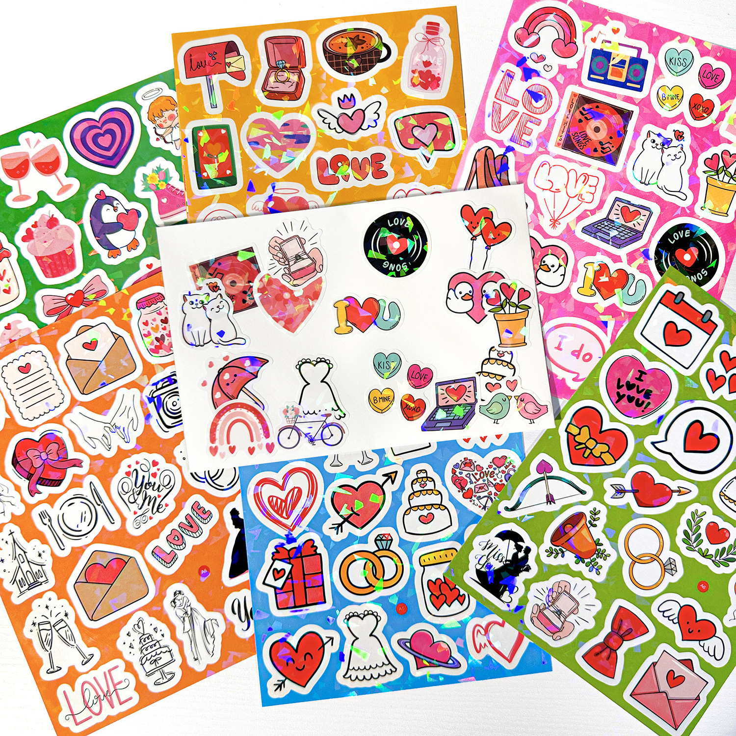 Valentines Day wedding Stickers for Scrapbooking Waterproof Vinyl Romantic Stickers kiss cut for Water Bottle Envelopes Wedding