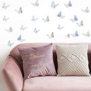 Laser Removable Metallic Butterfly Wall Sticker Room Mural Decals for Kids Bedroom Nursery Classroom Party Wedding Decor