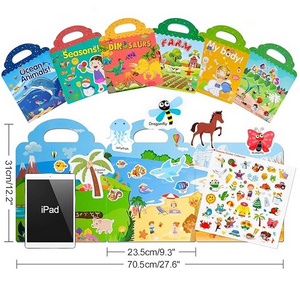 18  style Wholesale Eco friendly Reusable sticker book  Activity Puzzle Game DIY Dress Up Fun Gift travel  Sticker Book for Kids