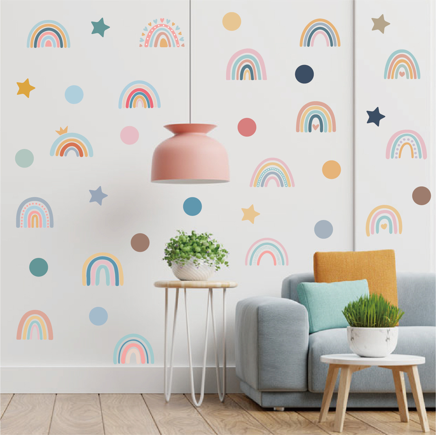 Removable Rainbow Decals for Kids Room decor nursery Wall Stickers kitchen Mural