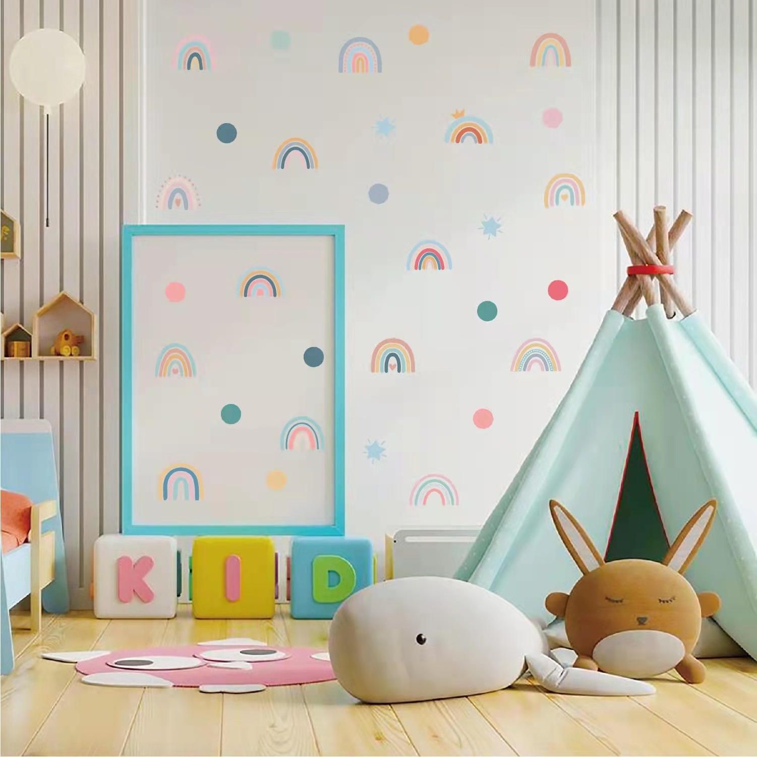 Hot sales New new  Bohemian style rainbow star dot   Wall Stickers for kids room decorative  sticker for wall