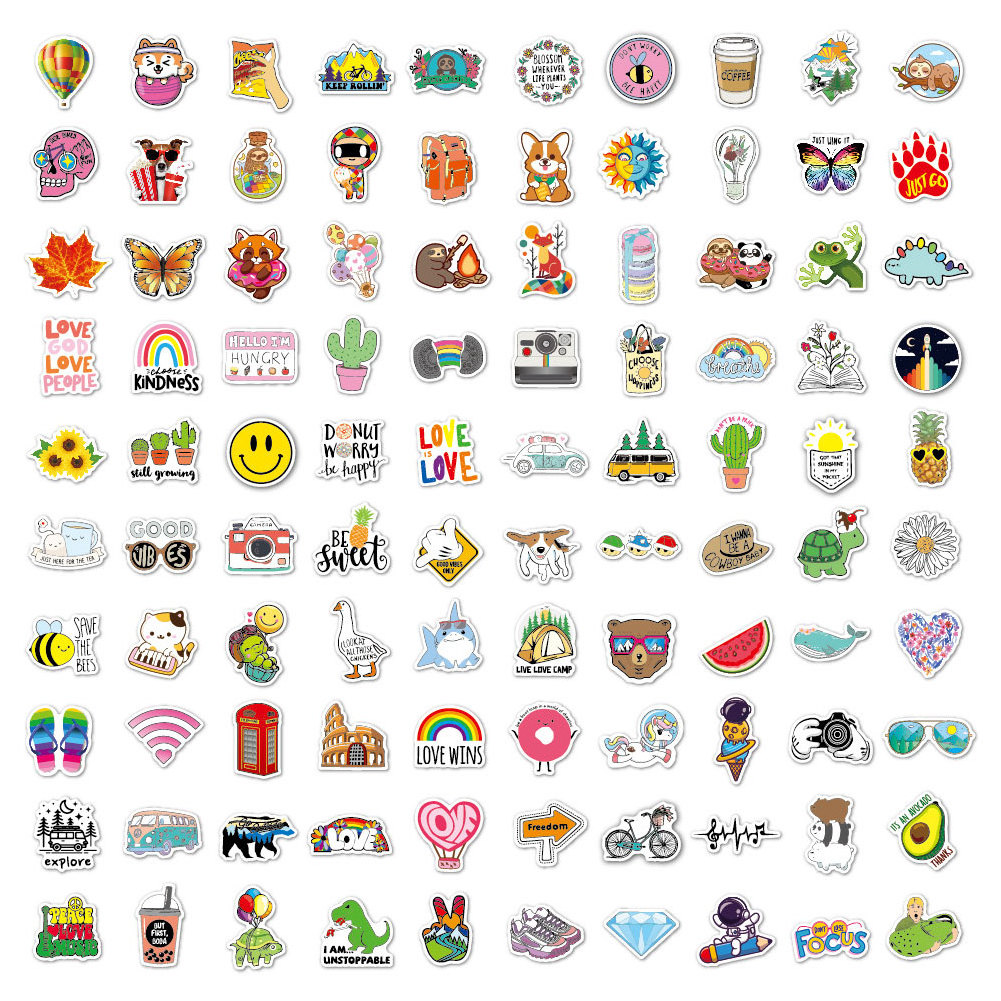 100 PCS Colorful VSCO Stickers Pack Cute Aesthetic vinyl Stickers for Laptop Water Bottle Phone  sticker for teens Girls