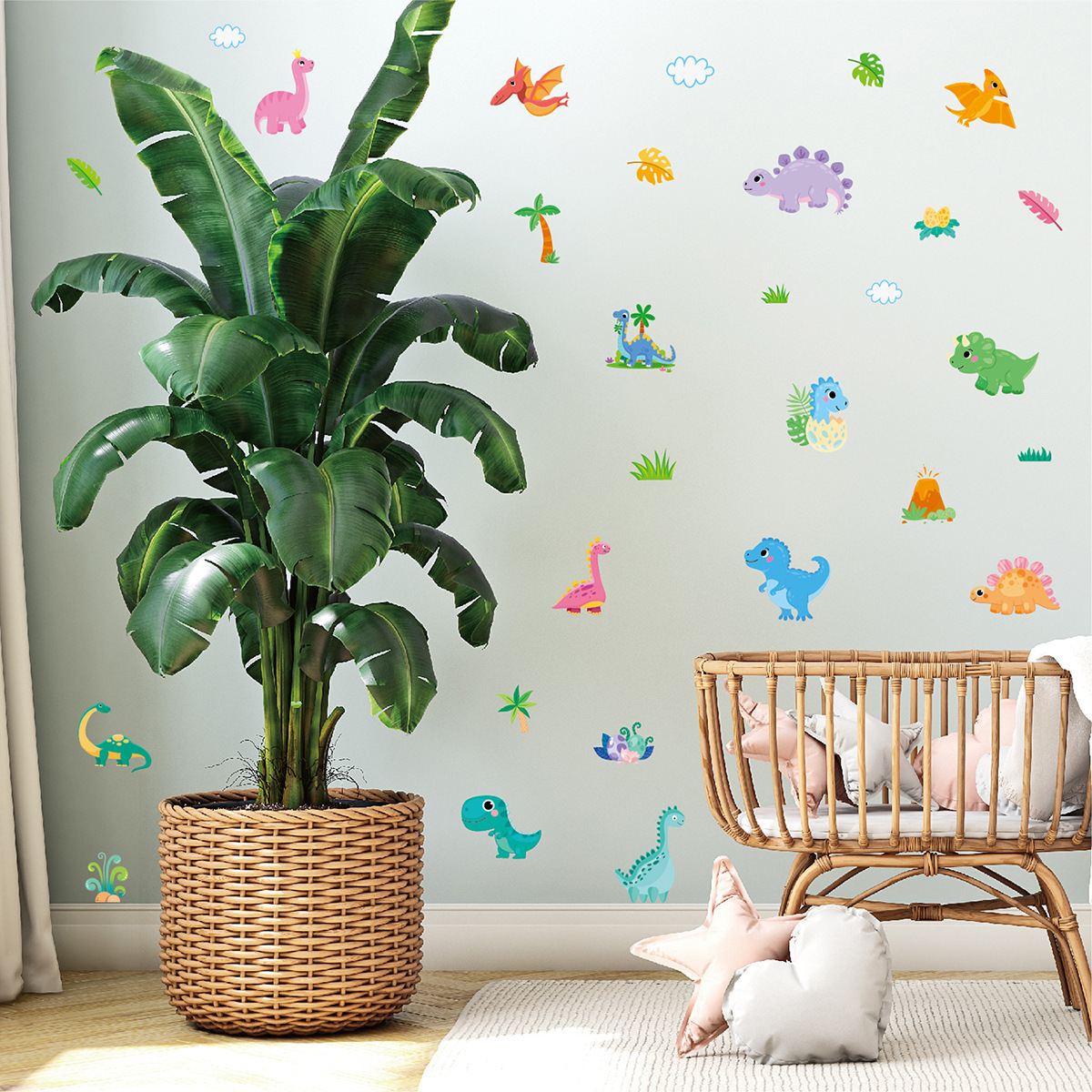 Dinosaur  Wall Stickers Removable DIY stickers  for Kids Baby Bedroom Living Room cartoon Dinosaur Wall Decals