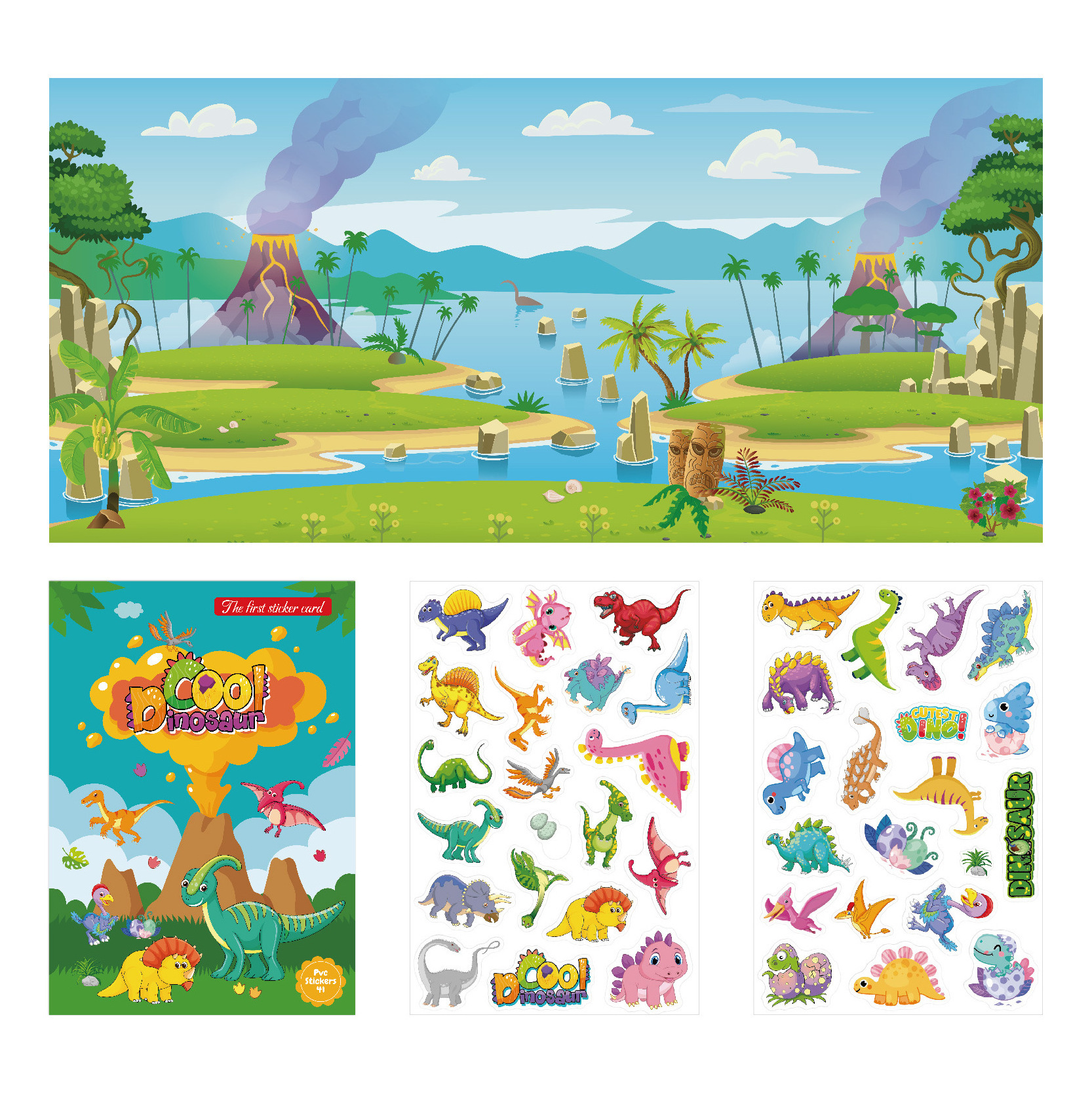 Children Gift  dinosaur animals ocean animals 4 designs DIY Activity Stickers in sheets for kids