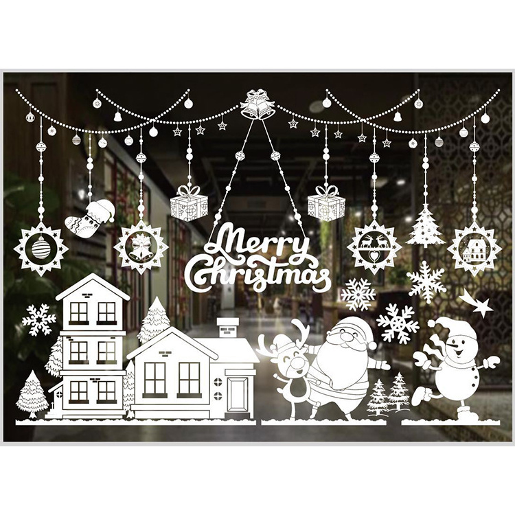 OEM Christmas Ornaments Color Window Stickers White Snowflake Wall Stickers