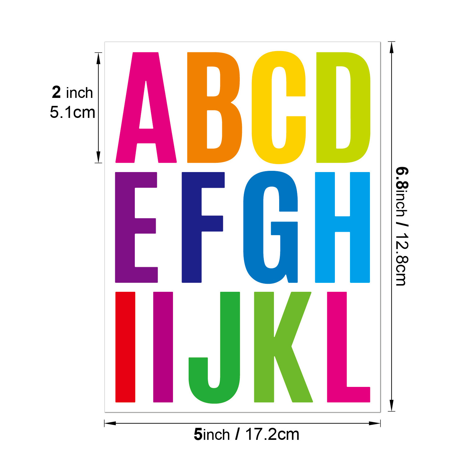 24 Sheets  2 inch Self Adhesive DIY Vinyl colorful Letter Number Stickers Kit Alphabet  Decals for Signs Kitchen mailbox