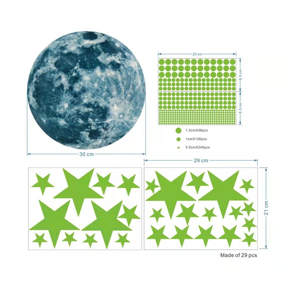 Glow in Dark Stars Ceiling Stickers Bright Star & Moons Room Decor Glowing Stickers  Fluorescent  Luminous Wall Stickers