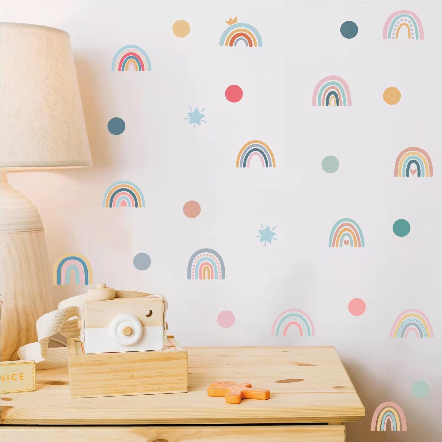 Hot sales New new  Bohemian style rainbow star dot   Wall Stickers for kids room decorative  sticker for wall