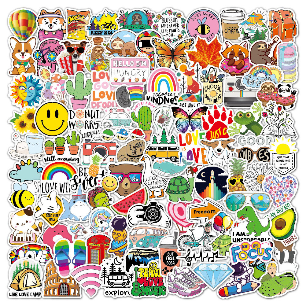 100 PCS Colorful VSCO Stickers Pack Cute Aesthetic vinyl Stickers for Laptop Water Bottle Phone  sticker for teens Girls