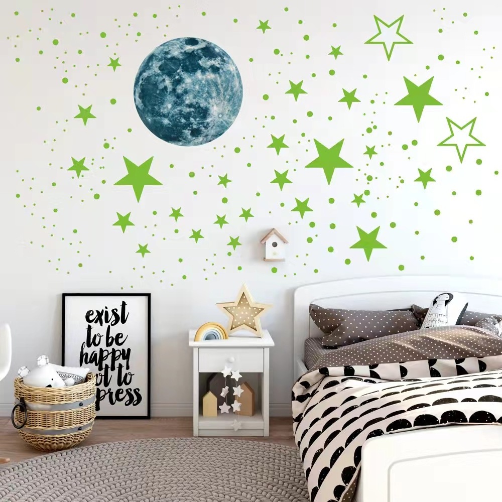 Glow in Dark Stars Ceiling Stickers Bright Star & Moons Room Decor Glowing Stickers  Fluorescent  Luminous Wall Stickers