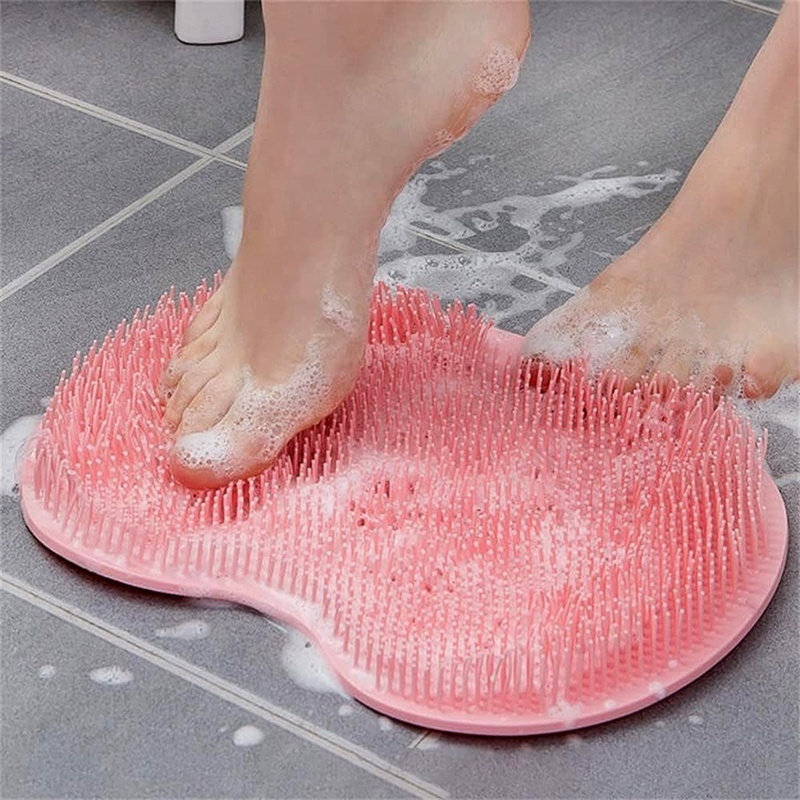 Callus Remover Mat Silicone Shower Foot Scrubber with Non-slip Suction Cup Massager Brush Body Scrubber Efoliating Mat