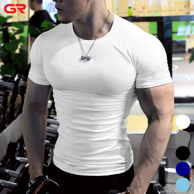 High Quality Quick Drying Compressed Fitness Workout Gym T Shirt Custom Logo Printed Men's Compression Shirt