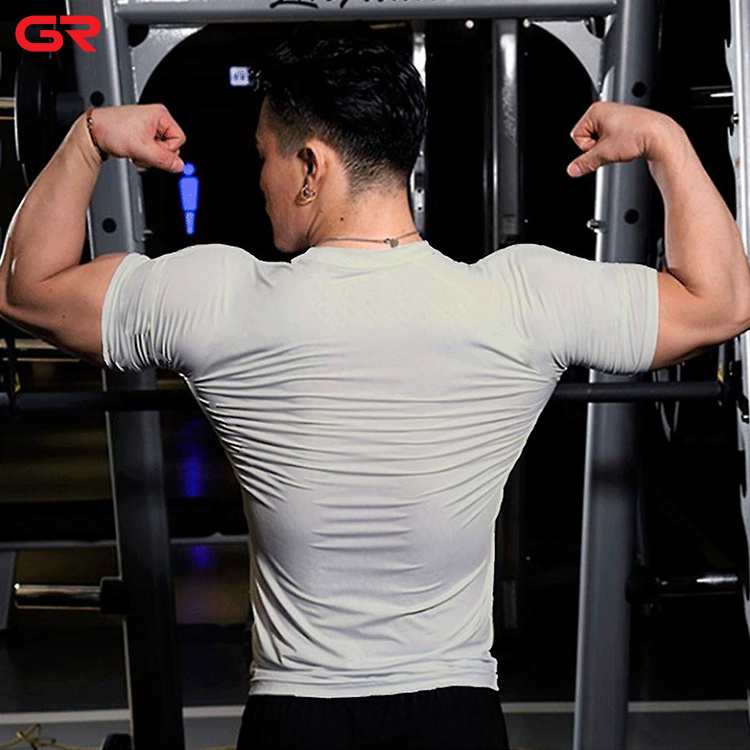 High Quality Quick Drying Compressed Fitness Workout Gym T Shirt Custom Logo Printed Men's Compression Shirt